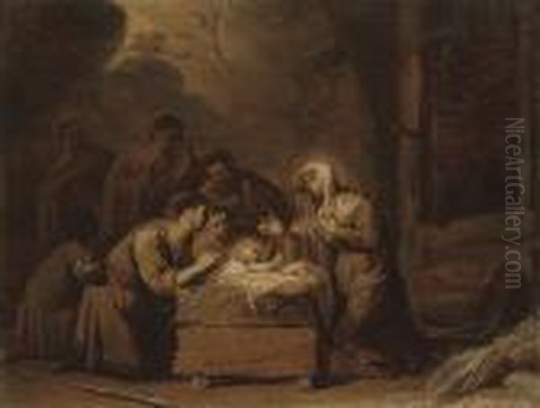 The Adoration Of The Shepherds, En Brunaille by Jacob de Wit