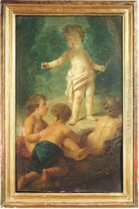 Putti Playing With The Attributes Of Mercury by Jacob de Wit