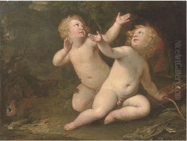Putti Disporting In A Landscape - view 1