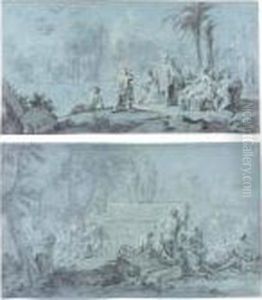 A Pair Of Classical Scenes, With Figures Declaiming