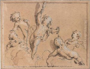 Putti Playing With A Mirror by Jacob de Wit