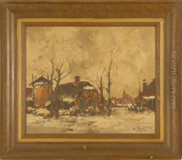 Winter Landscape With Town - view 1