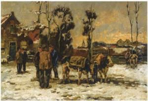 The Cattle Market In Hilversum In Winter by Willem de Zwart