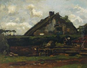 A Man And Woman By A Farm by Willem de Zwart