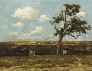 De Eik: Cows By An Oak Tree In A Landscape by Willem de Zwart