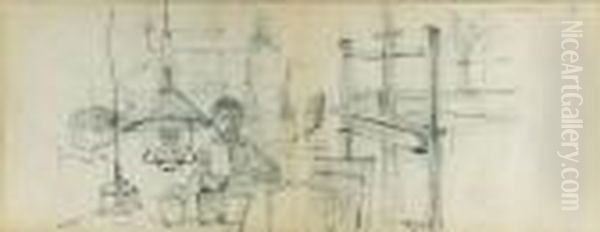 A Self-portrait, Sketching In The Artist's Studio (recto); A Canaland Studies (verso) by Willem de Zwart