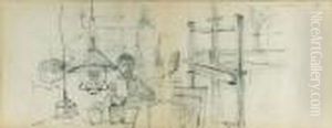 A Self-portrait, Sketching In The Artist's Studio (recto); A Canaland Studies (verso) by Willem de Zwart