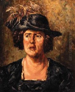 Portrait Of An Elegant Lady Wearing Feathered Hat