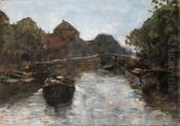 Barges In A Canal, The Hague - view 1