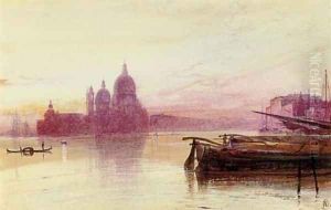 Santa Maria della Salute, seen at sunset from the Riva degli Schiavoni, Venice by Edward Lear