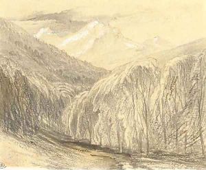The Pass of Monte D'Oro, Corsica by Edward Lear