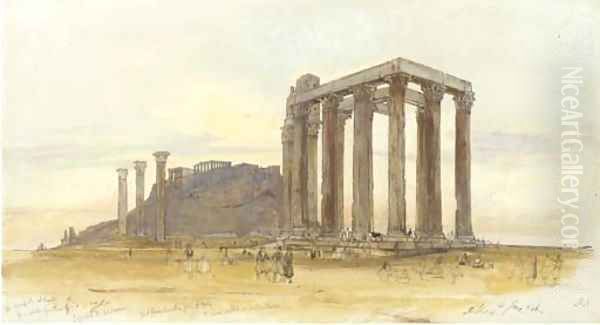 The Temple of Olympian Zeus with the Acropolis beyond, Athens - view 1