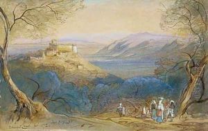 View of the Castello Caetani and the hill-town of Sermoneta, Lazio, Italy