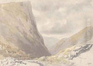 Honiston Crag, near Buttermere, Cumbria by Edward Lear