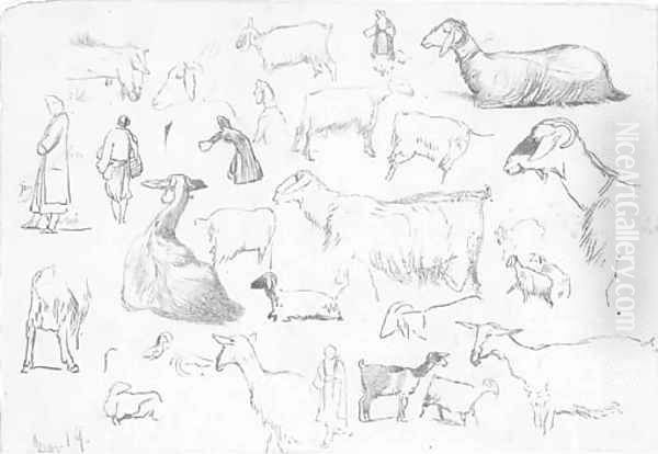 Studies of sheep and herdsmen - view 1