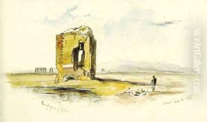 The Baths of Agrippa in the Roman Campagna, Italy by Edward Lear