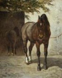Chevaux Pres De L'ecurie by Alexandre Gabriel Decamps