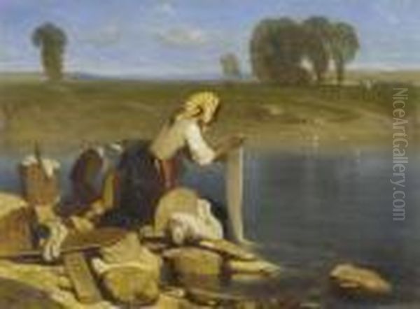 Laundresses By A Lake - view 1