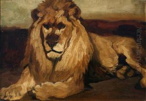 Lion Study by Alexandre Gabriel Decamps