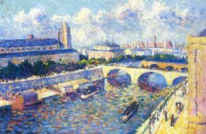 Paris, the Seine and the Quai de la Megisserie viewed from the Quai de Horloge