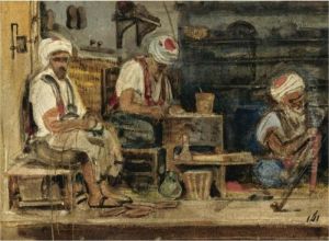 Cobblers In The Souk by Alexandre Gabriel Decamps