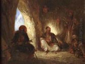 Nomades Se Reposant Dansune Grotte