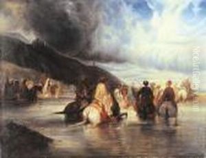 Cavalerie Turque Traversant Un Gue