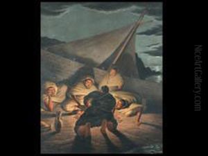 Arabisches Lager An Der Kuste by Alexandre Gabriel Decamps