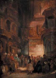 Scene De Rue En Orient. by Alexandre Gabriel Decamps