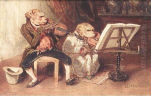 A Monkey Duet by Alexandre Gabriel Decamps