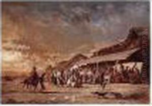 A Storm Approaching A Desert Camp by Alexandre Gabriel Decamps