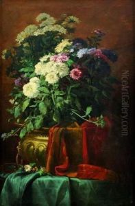 Bouquet De Fleurs Dans Un Bassin En Cuivre
