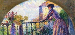 Paris, Rue Cortot, Madame Luce on the Balcony by Maximilien Luce