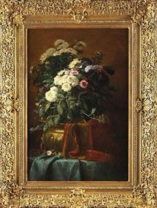 Bouquet De Fleurs Dans Un Basin En Cuivre