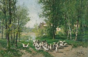 Le Bain Des Oies A Montigny Sur Loing by Alexandre Defaux