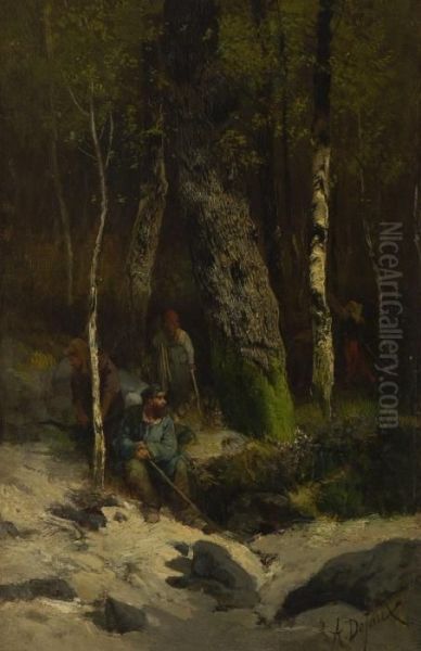 Holzsammler In
 Waldlandschaft. - view 1