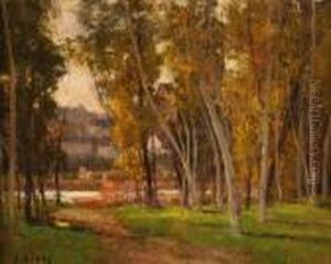 Village En Bord De Riviere Aux Alentours De Fontainebleau by Alexandre Defaux