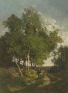 Bauerin Auf Dem Waldweg. by Alexandre Defaux