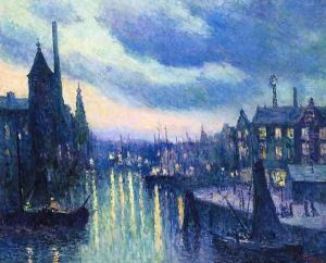 The Port of Rotterdam, Evening by Maximilien Luce