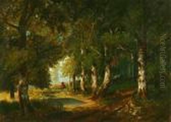 Barbizon Landscape With Figure - view 1