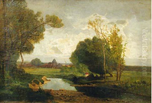 Promeneurs Au Bord De La Riviere - view 1