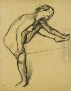 Etude De Nu (femme Assise, La Jambe Gauche Levee) by Edgar Degas