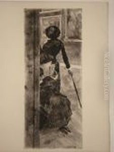 Au Louvre : La Peinture (mary Cassatt) by Edgar Degas