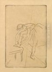 Danseuse Mettant Son Chausson