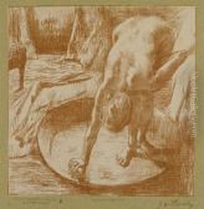 Le Bain From Quinze Lithographies by Edgar Degas