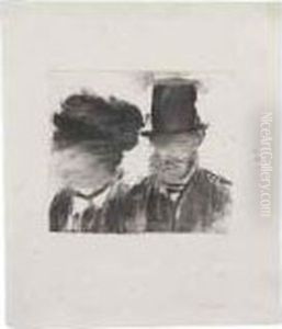 Heads Of A Woman And A Man by Edgar Degas