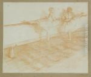 Dancers Practising At The Barre