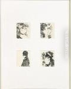 Quatre Tetes De Femmes by Edgar Degas