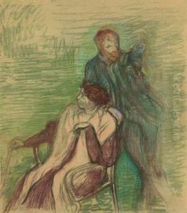 Esquisse Pour Un Portrait (m. Et Mme Louis Rouart) by Edgar Degas