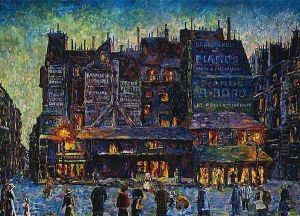 Paris, Animated Street in the Evening